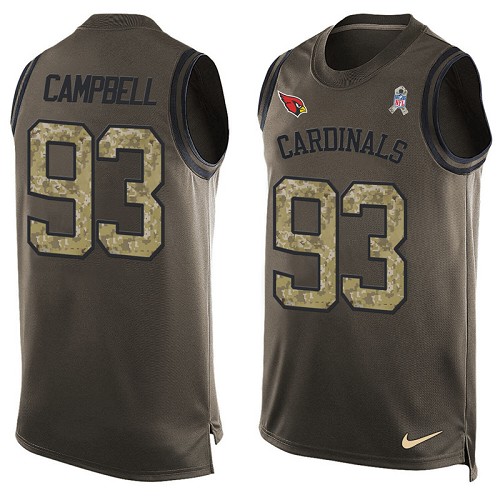 Men's Limited Calais Campbell Nike Jersey Green - #93 Salute to Service Tank Top NFL Arizona Cardinals